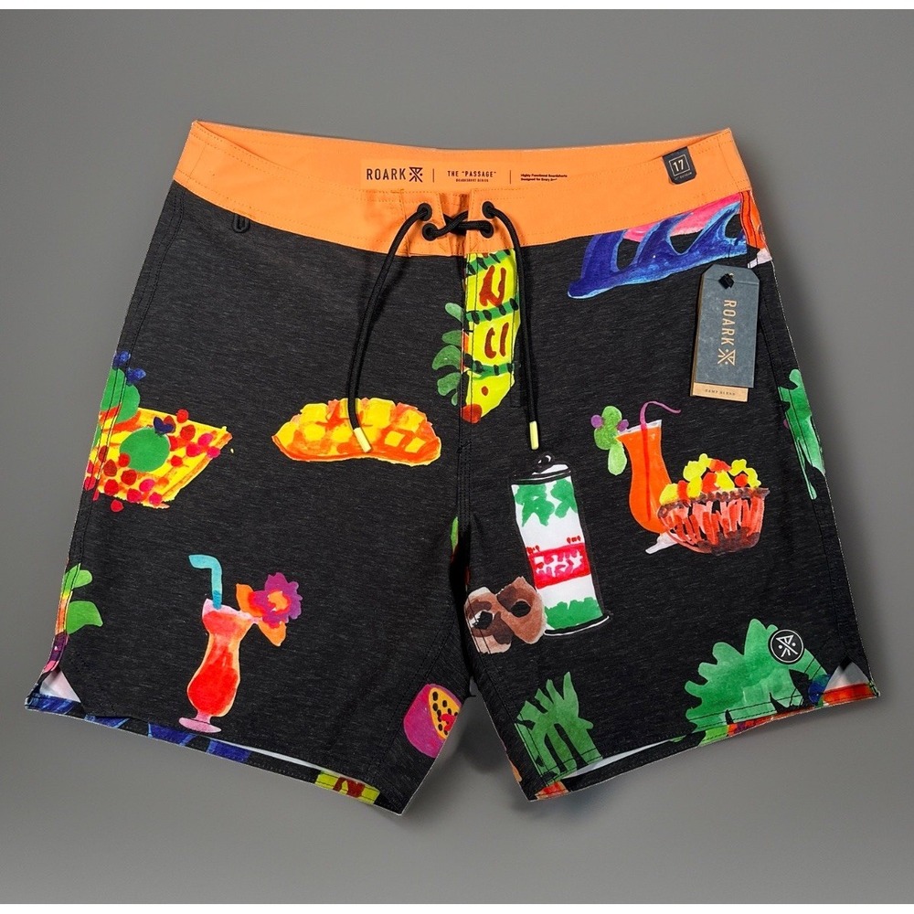 Roark The Passage 17 Boardshorts Mens Size 30 Mystic Motu Tahiti Swim Trunks NWT
